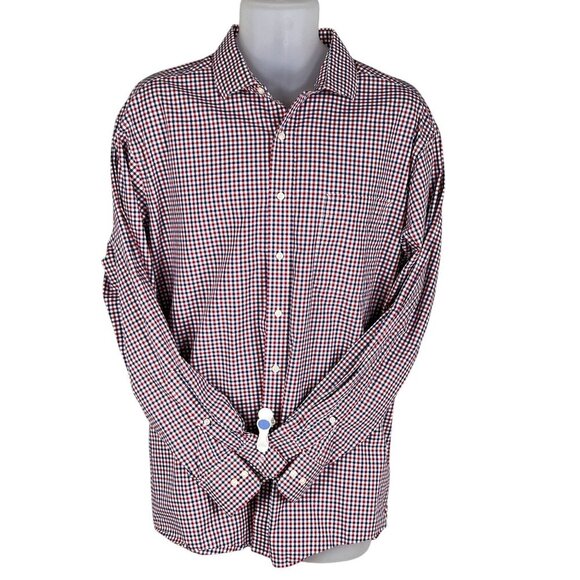 Tommy Hilfiger Mens XL Red White Blue Gingham Long Sleeve Button Shirt Timeless - Picture 5 of 16